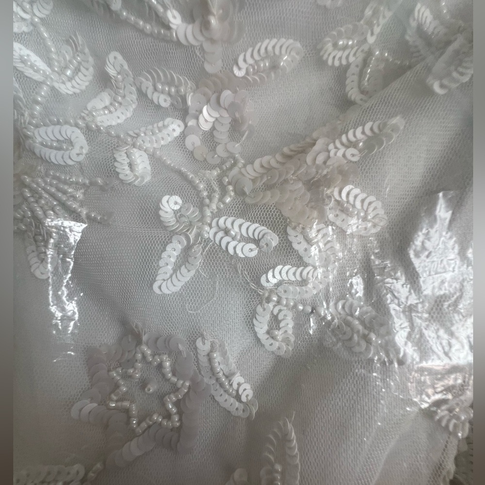 Adrianna Papell Off-Shoulder Sequin Beaded Floral Dress 3/4 Bell Sleeves NWT - Picture 13 of 16